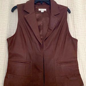 COLDWATER CREEK (Ladies M) BROWN LEATHER VEST with POCKETS